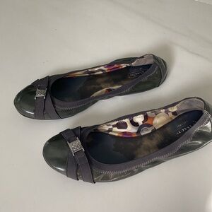 Coach Dwyer Patent Leather Ballet Flats charcoal grey with buckle size 9.5